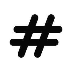 hashtag glyph icon with white background vector stock illustration