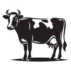 Dairy Cow Illustrations in Black and White, Vector Graphics of Dairy Cows in Various Poses, Farm Animal Collection for Logo and Design, ai generated