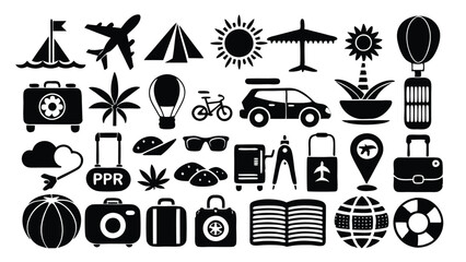 ravel & Tourism related icon editable stroke outline  set of different types small icons isolated on white background flat vector illustration