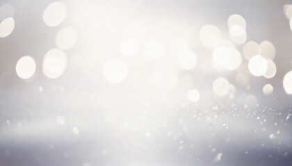 Shining white bokeh effect on soft white blurred background closeup, a sparkling silver glow, an ethereal festive winter snow icy sparkle magic abstract texture