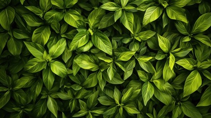 Fototapeta premium Lush green basil leaves background for fresh nature themes