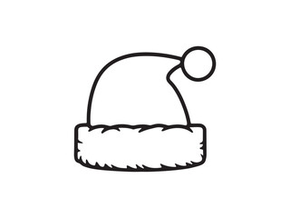 Black and white christmas hat silhouette vector image