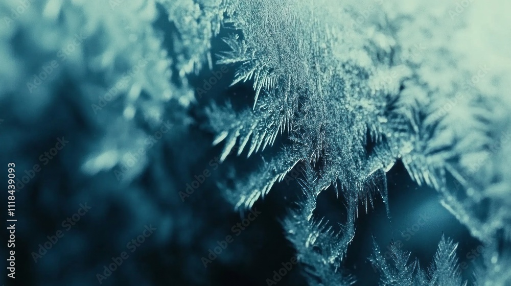 Poster delicate frost forms elaborate designs across a surface, reflecting the soft glow of dawn. the tranq
