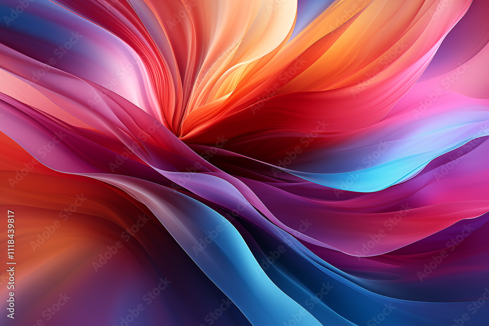 Poster high-speed dynamic motion blur with colorful abstract patterns, conveying energy and fluid shapes.