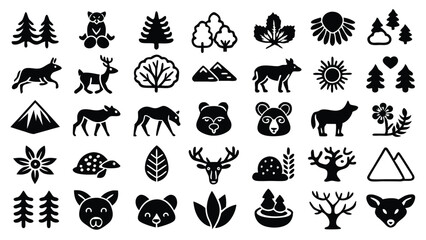 Obraz premium Wildlife & Nature related icon editable stroke outline set of different types small icons isolated on white background flat vector&nbsp;illustration