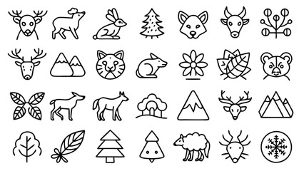 Wildlife & Nature related icon editable stroke outline  set of different types small icons isolated on white background flat vector illustration