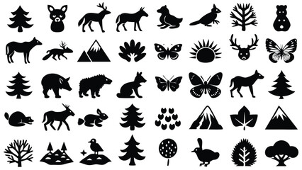 Naklejka premium Wildlife & Nature related icon editable stroke outline set of different types small icons isolated on white background flat vector illustration