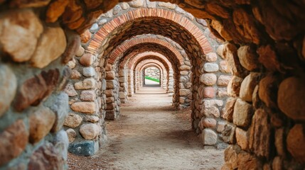 Obraz premium Stone Archway Pathway Leading Through Ancient Ruins