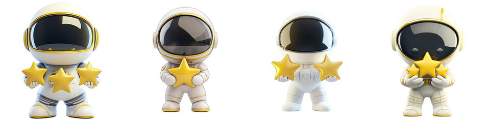 astronaut character - 3d Set on transparent background PNG file