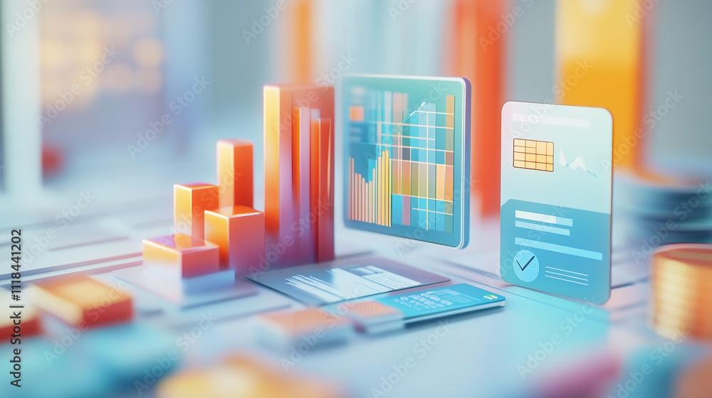 Poster concept of assembling a web development workplace around the background, an abstract representation 