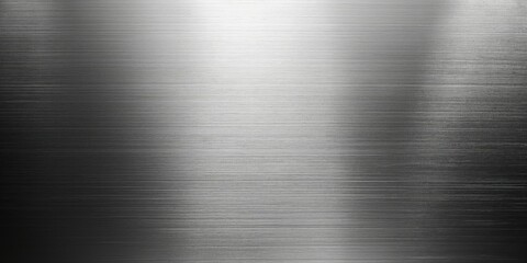 Brushed metal texture with horizontal grain lines. Sleek stainless steel surface showing linear scratches and industrial finish. Premium metallic background with gradient effect. High resolution 8k