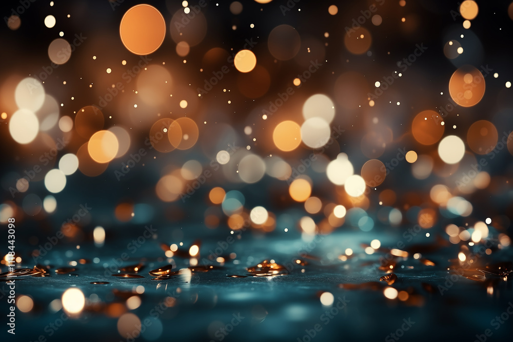 Poster soft bokeh lights with glowing circles on a dark background, creating a smooth and artistic blur eff