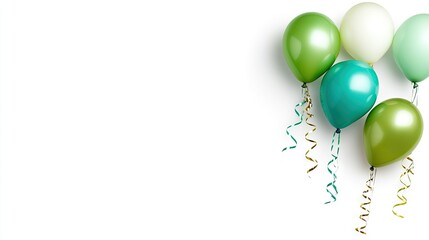 Brightly colored balloons and festive streamers hang against a white background, perfect for a child's birthday party or a special celebration for a baby's first year of life