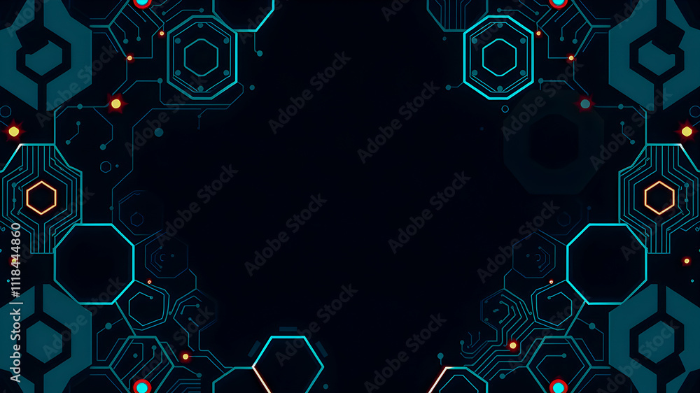 Poster abstract technology background with hexagons. vector illustration for your design.