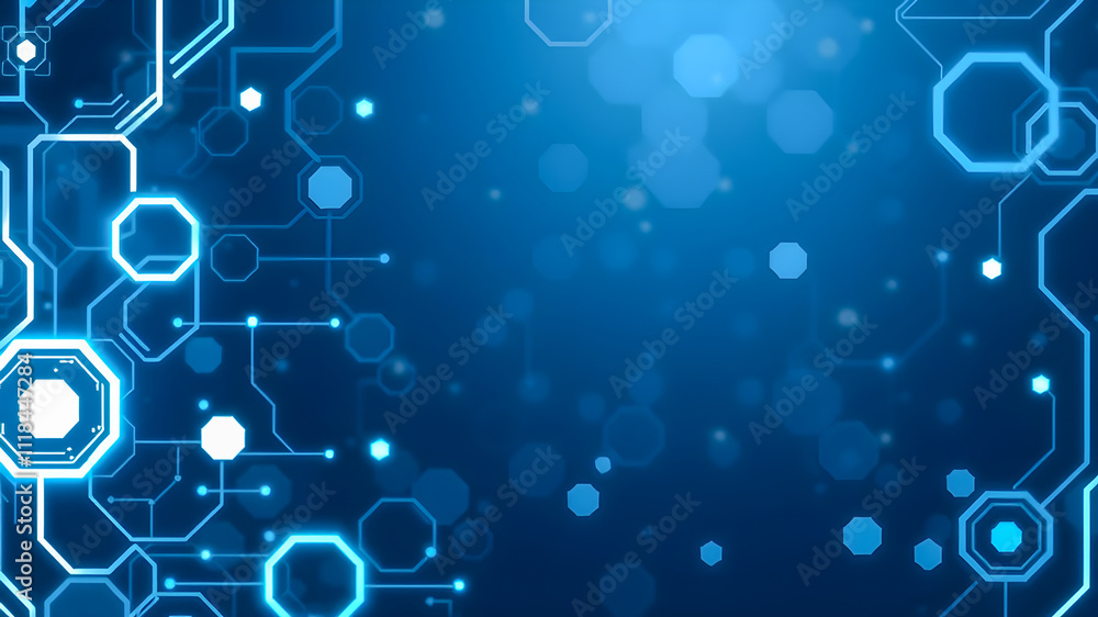 Aufkleber abstract technology circuit board on blue background. hi-tech communication concept. 3d rendering