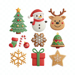 abstract 3d Christmas symbols design isolated on white background