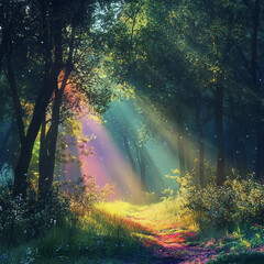 sun rays through forest