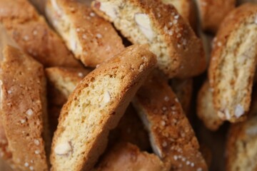 Traditional Italian almond biscuits (Cantucci), closeup view