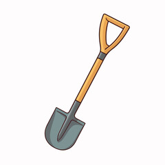 Shovel Line Vector Illustration Isolated on White Background for Digging Tasks