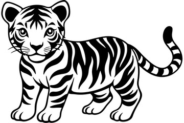 Baby tiger illustration cartoon, vector, illustration, wild, mammal, zoo, wildlife, striped, art, nature, safari, feline, zebra, fur, baby, animals, cub, predator, big, character, cute, symbol