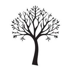 Fototapeta premium Tree silhouette vector with roots and branches illustration