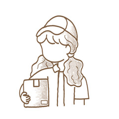 Female Courier Character Outline for Delivery Concepts