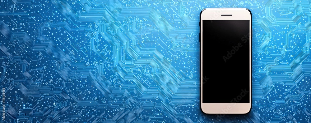 Aufkleber spam call phone report concept. smartphone on a blue abstract background with digital patterns.