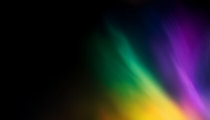 Fototapeta premium Abstract texture purple yellow green gradient defocused ultraviolet radiance soft texture on dark black abstract empty space background. Neon blur glow. Color light overlay. Copy space.