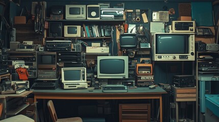 Vintage Tech Collection in a Retro Room