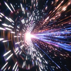 Fototapeta premium Futuristic speed motion with blue and red rays of light abstract background