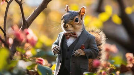 A dapper squirrel wearing a suit