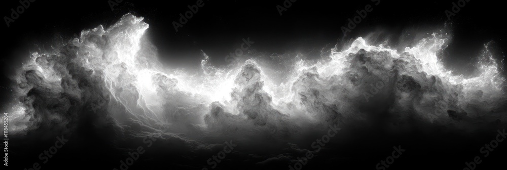 Poster Dynamic swirling clouds create a striking visual effect against a stark black backdrop