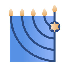 Vector Hanukkah menorah emblem.Festive icon in blue,gold and white colors.Jewish festival of lights symbol for prints,covers,invitations,social media.