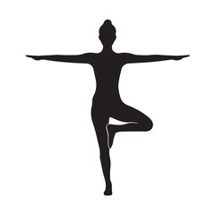 yoga pose silhouette woman logo icon vector