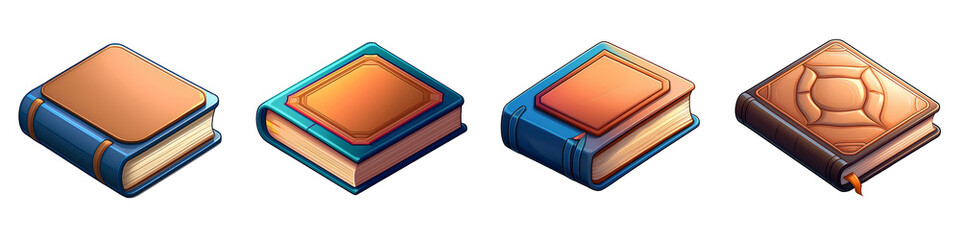 book icon - 3d Set on transparent background PNG file