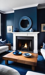 modern living room with fireplace