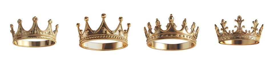 golden crown - 3d Set on transparent background PNG file