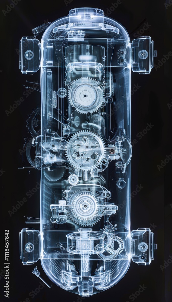 Aufkleber high-resolution x-ray of gearbox mechanisms for engineering analysis and design