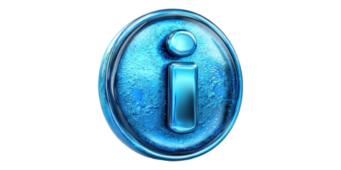 Blue information icon in glossy 3d design isolated on transparent background