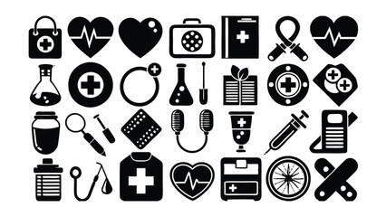 Medicine & Healthcare related icon editable stroke outline  set of different types small icons isolated on white background flat vector illustration