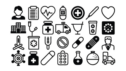 Medicine & Healthcare related icon editable stroke outline  set of different types small icons isolated on white background flat vector illustration