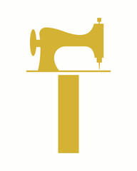 Initial Letter I Tailor Logo Design with Tailoring Machine Symbol Concept For Embroider, Textile, Cloth and Fabric Template