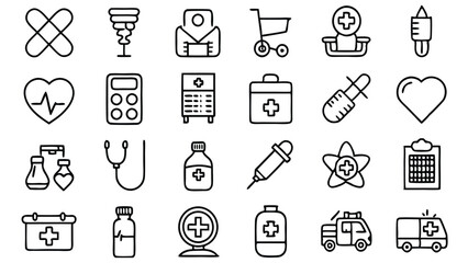 Medicine & Healthcare related icon editable stroke outline  set of different types small icons isolated on white background flat vector illustration