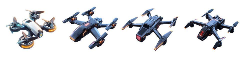 Fototapeta premium drone - 3d Set on transparent background PNG file