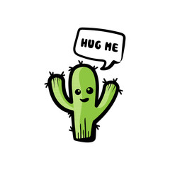 Hug Me Cactus Cartoon Design