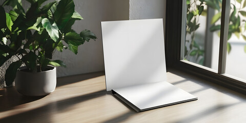 Blank Book on Wooden Surface