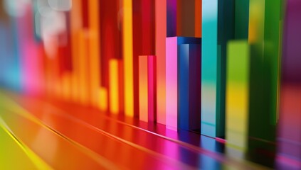 Obraz premium A bar chart displaying quarterly revenue growth for a successful business, with colorful bars rising high.