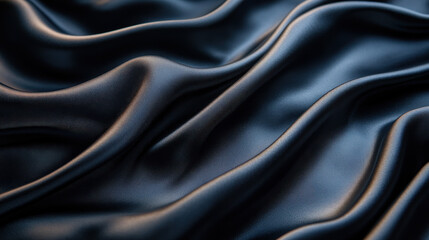 Naklejka premium Elegant Black Silk Fabric with Smooth Texture and Luxurious Folds for Background Design