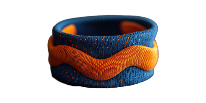 Blue and orange textured bracelet isolated on transparent background