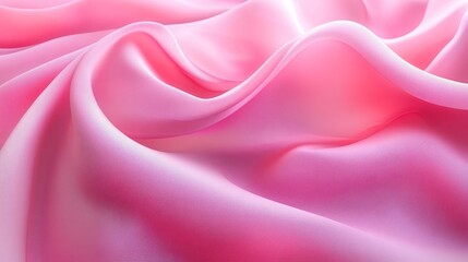 Obraz premium Soft pink silk fabric with elegant waves and folds, showcasing luxurious texture and smooth surface.